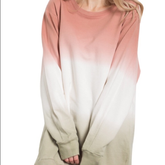 Tops - Mauve White and Olive Dip Dye Sweatshirt